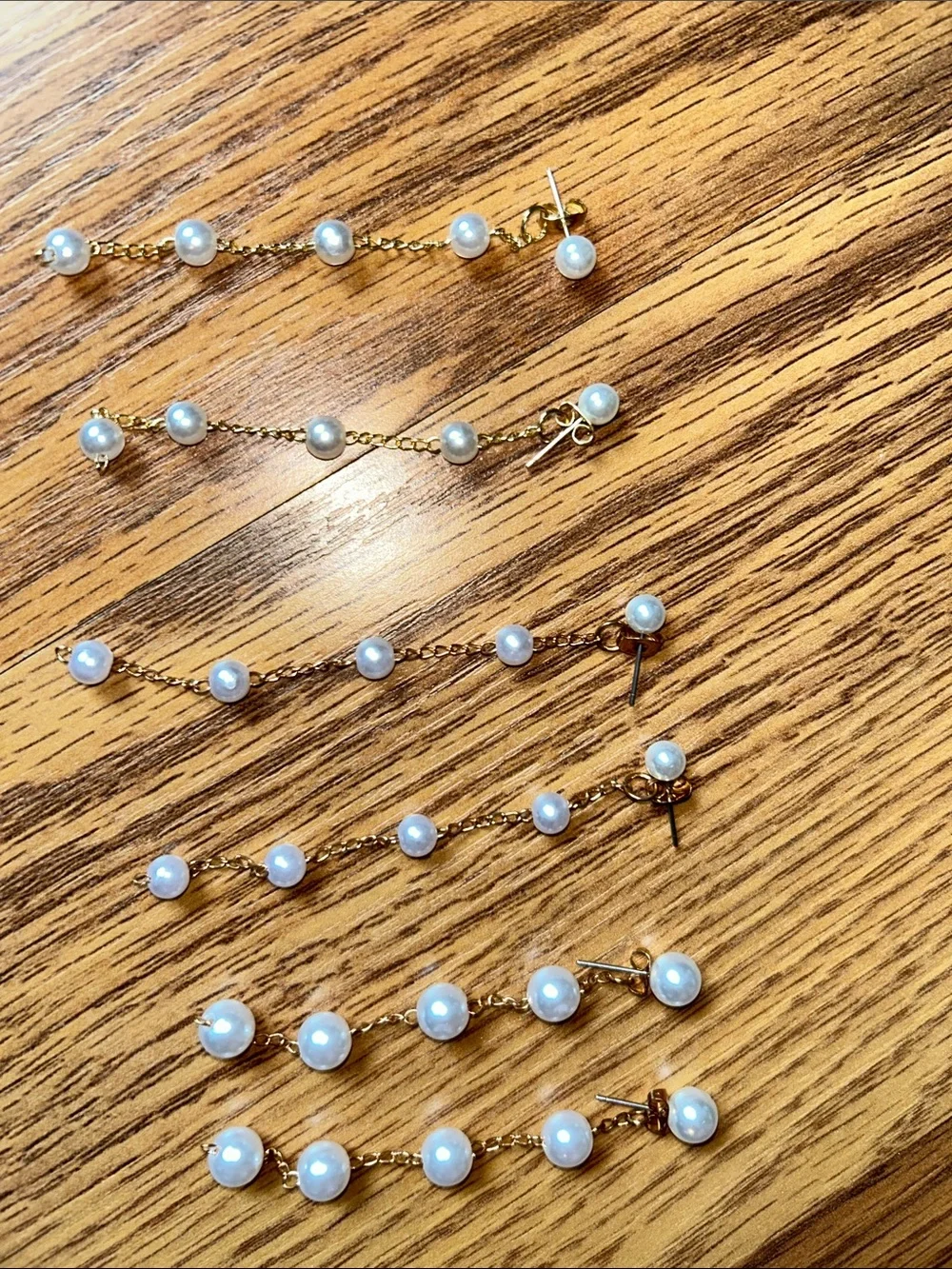 3 Sets Gold Pearl Drop Earrings - Elegant White Pearl Dangle